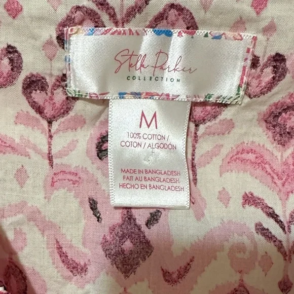 STELLA PARKER Collection 100% cotton pink & white midi dress size Medium - Picture 6 of 6
